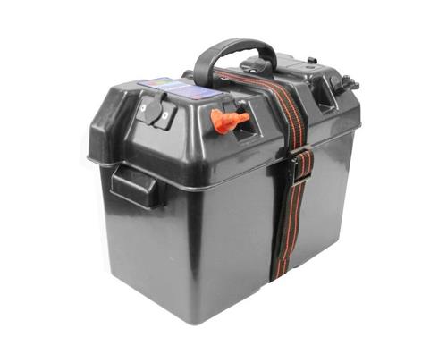 Accubox met 2 12V aansluitingen/60A10A zekeringen